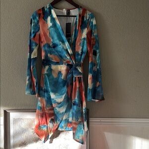 Watercolor Draped Detail Dress